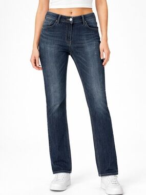 Cecil Straight Leg Jeans Size 30 Medium Wash Stretch Denim Mid Rise Casual